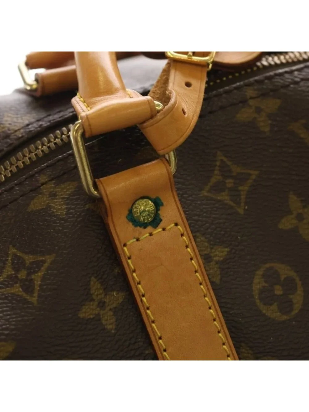 Louis Vuitton Monogram Keepall 60 Boston Bag Brown Leather